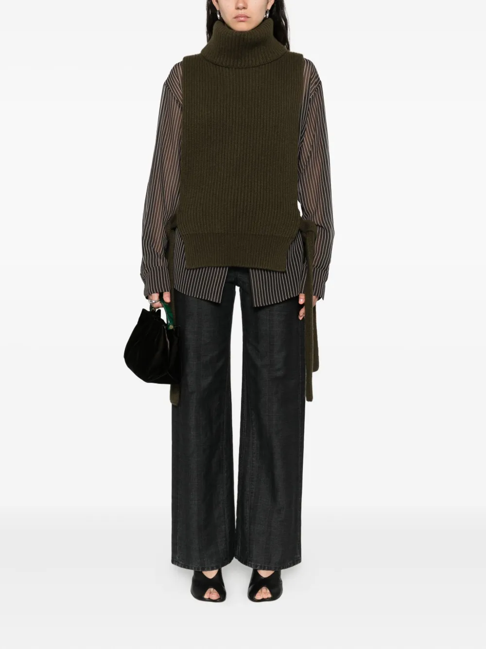 Uma Wang High-neck Knitted Top In Green