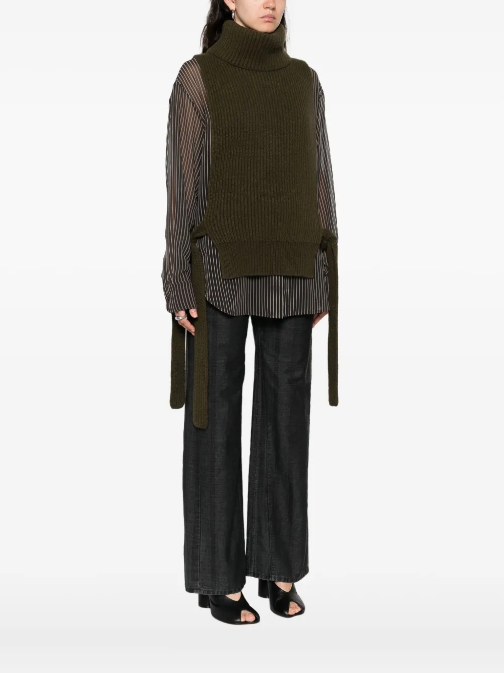 Uma Wang High-neck Knitted Top In Green