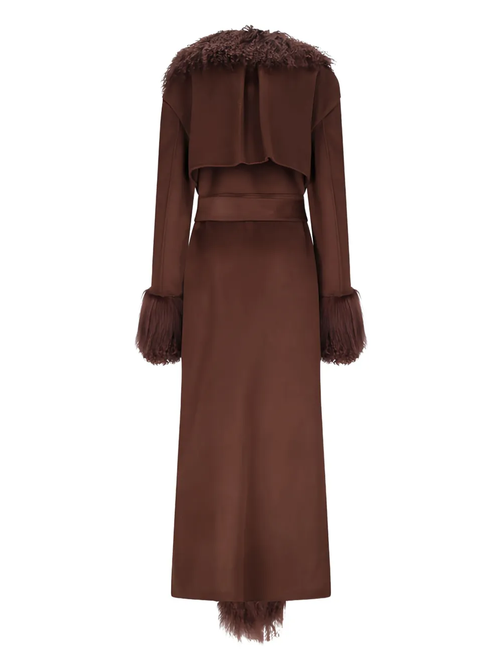 Giuseppe Di Morabito Faux-fur Collar Belted Coat In Brown