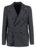 BRANDO double-breasted frayed-edge blazer - Grey