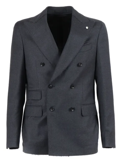 BRANDO double-breasted frayed-edge blazer