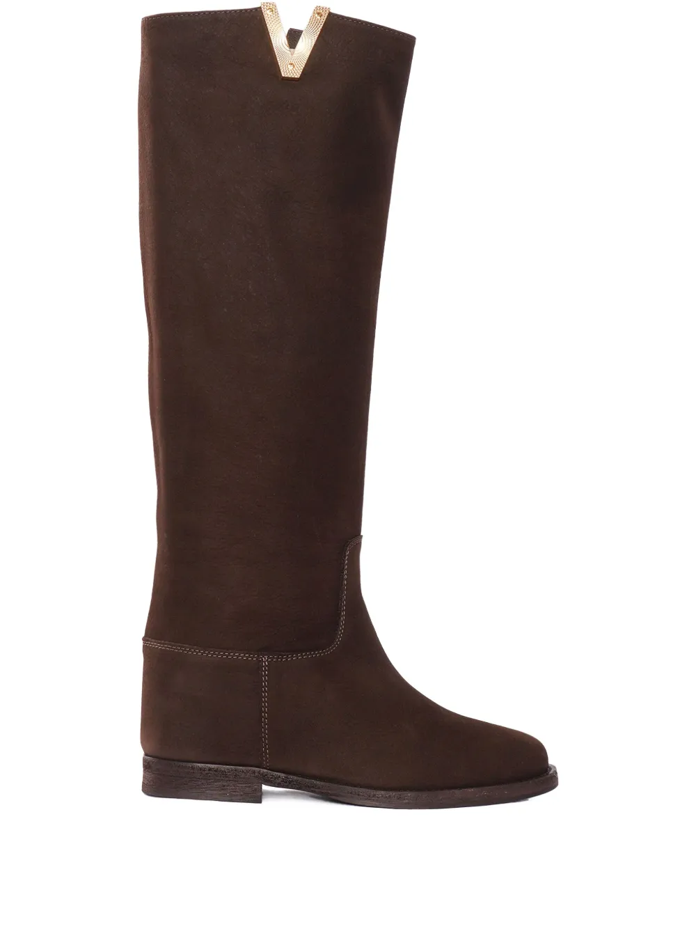 Via Roma 15 V-detail leather boots Brown