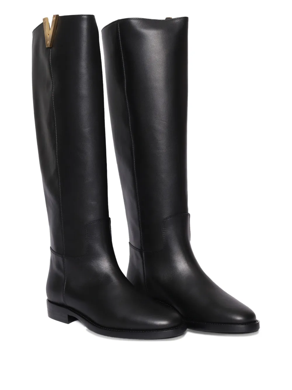 Via Roma 15 Leren laarzen met detail Zwart