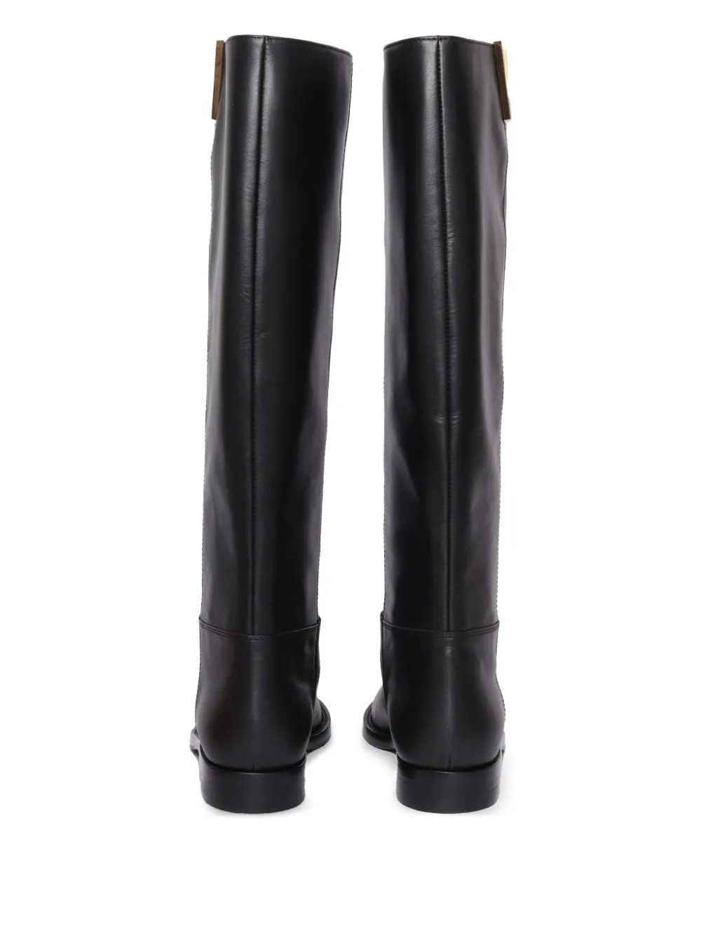 Via Roma 15 Leren laarzen met detail Zwart