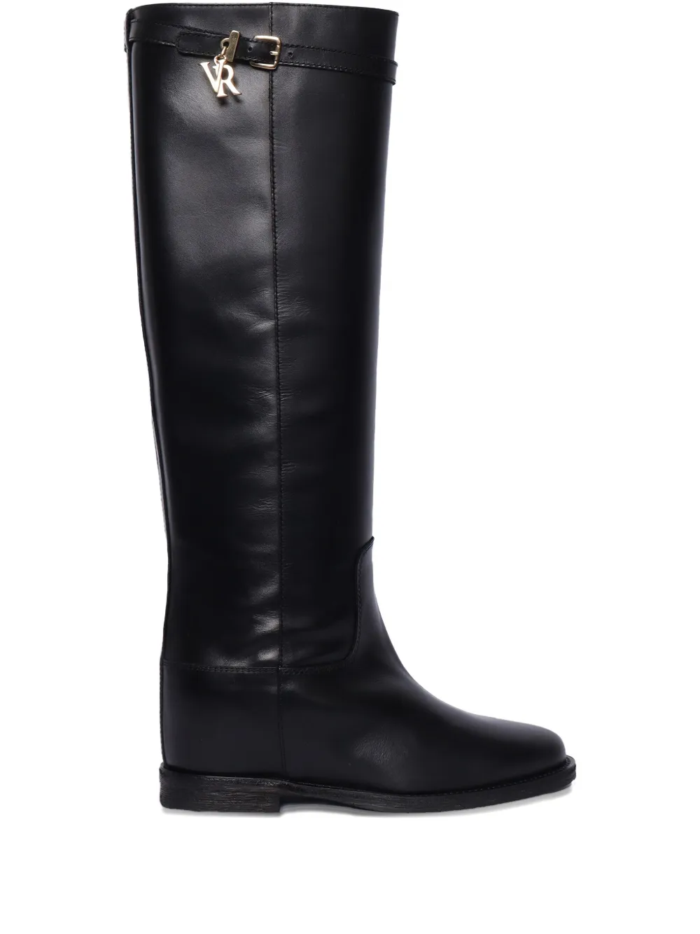 Via Roma 15 buckle-detail leather boots Black