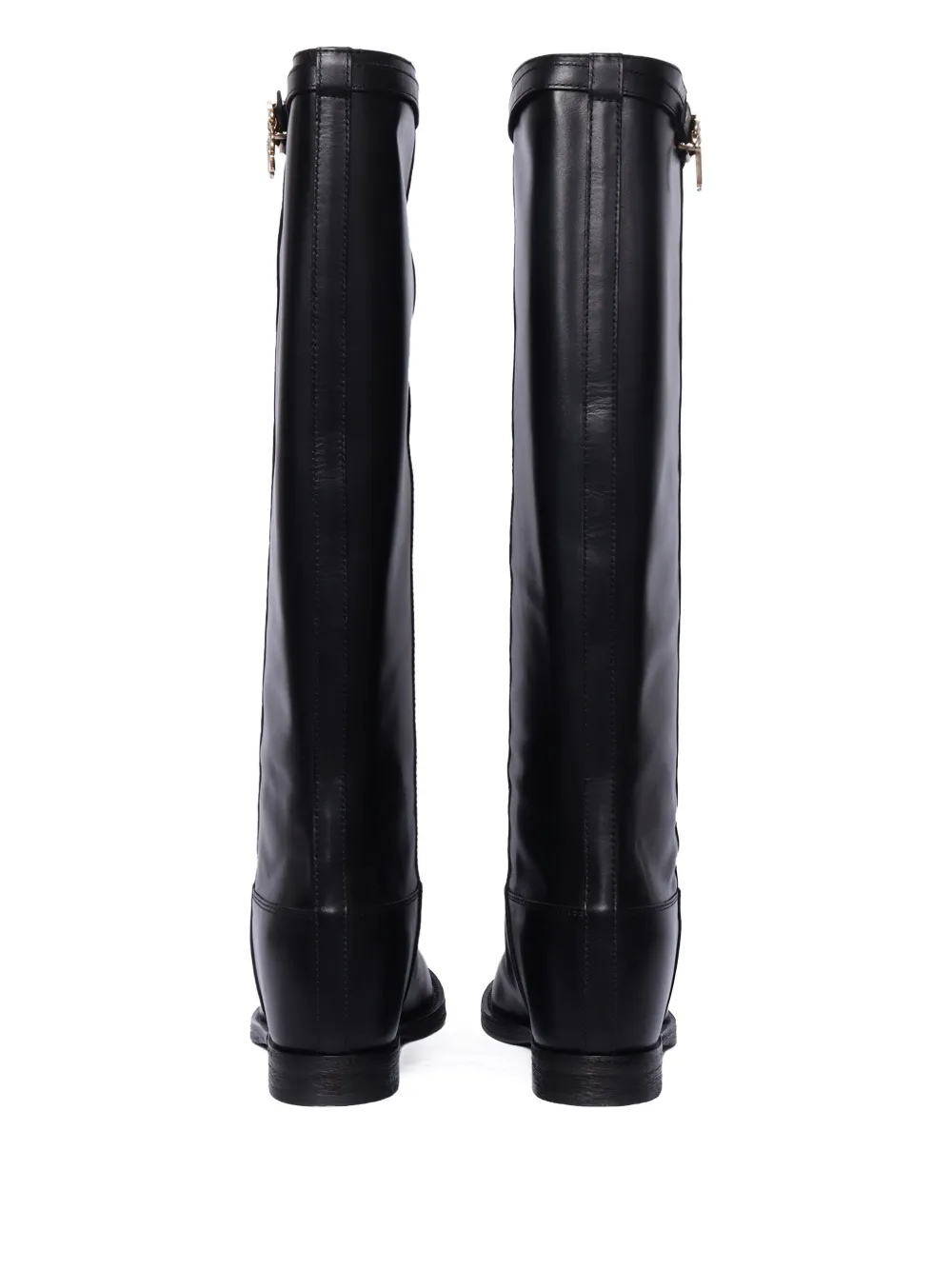 Via Roma 15 Buckle-detail Leather Boots In Black