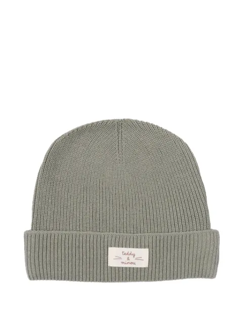 TEDDY & MINOU ribbed label-detail beanie