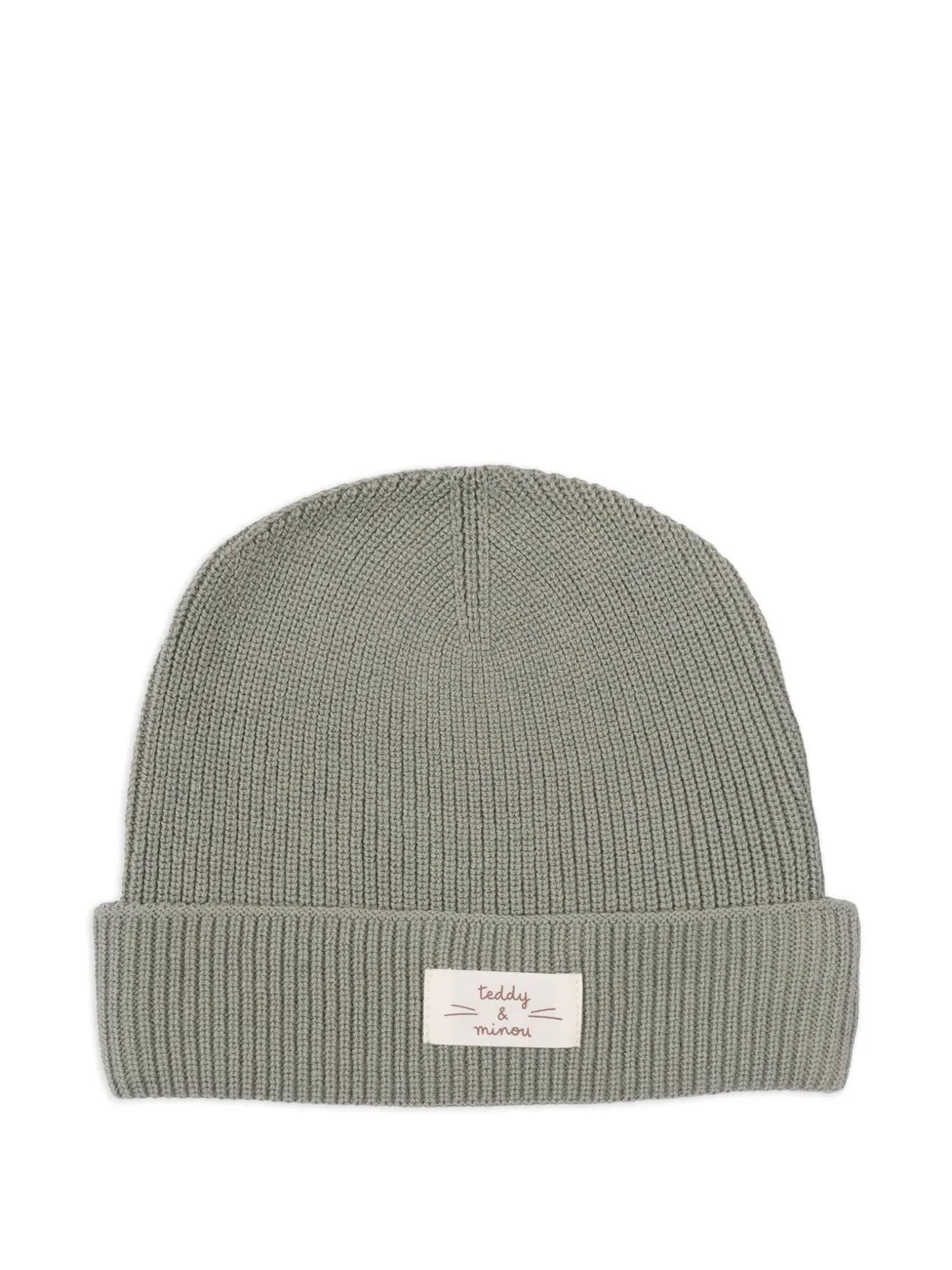 TEDDY & MINOU ribbed label-detail beanie | Grey | Image 1
