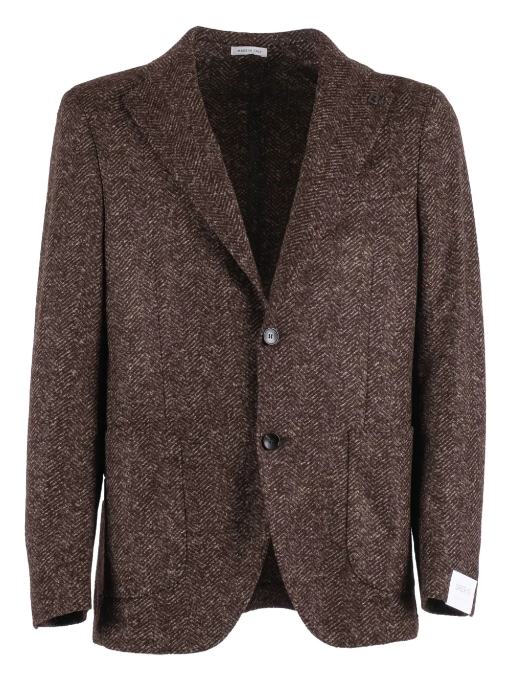 Brera Herringbone Single-breasted Blazer In Brown