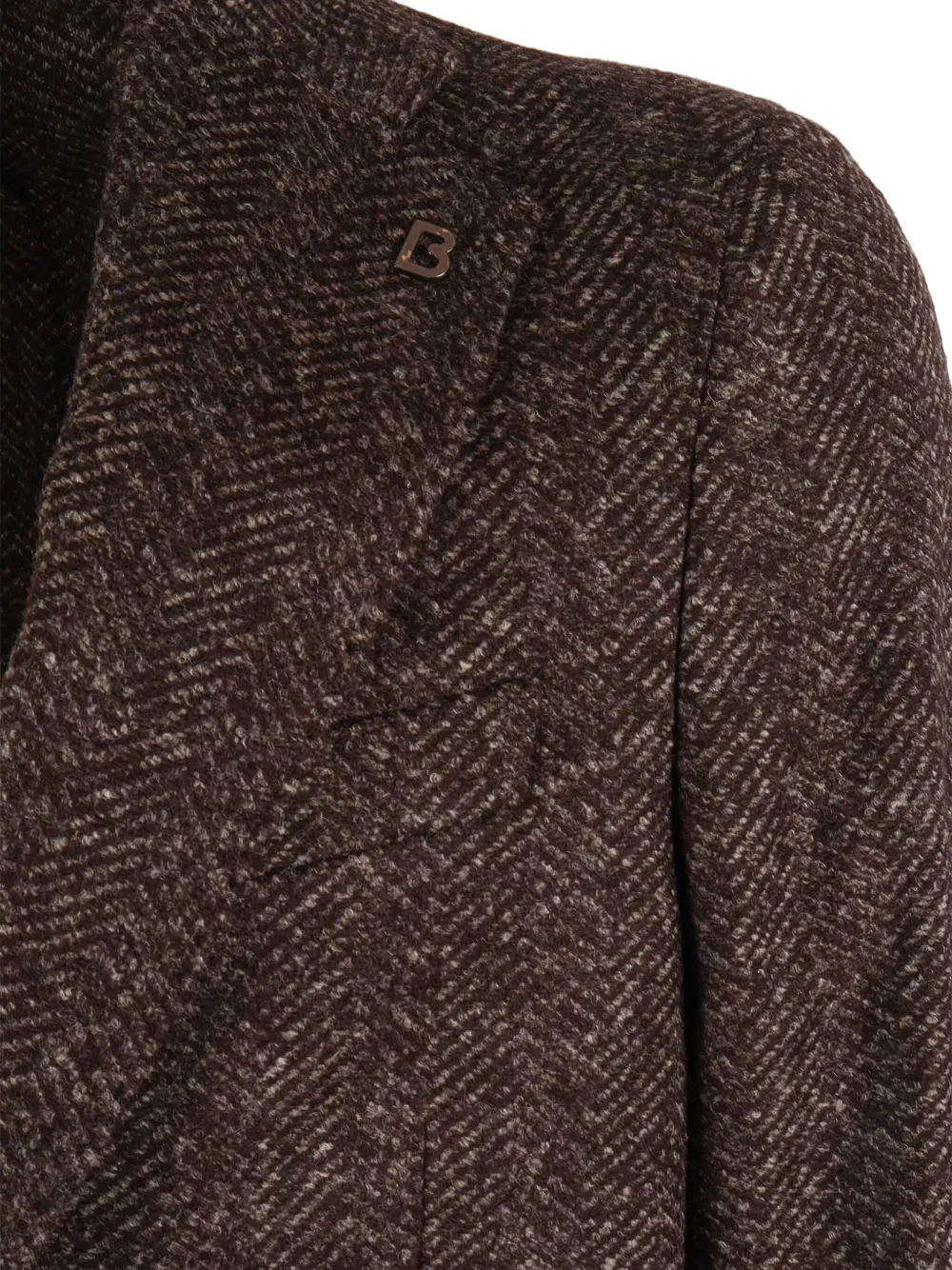 Brera Herringbone Single-breasted Blazer In Brown