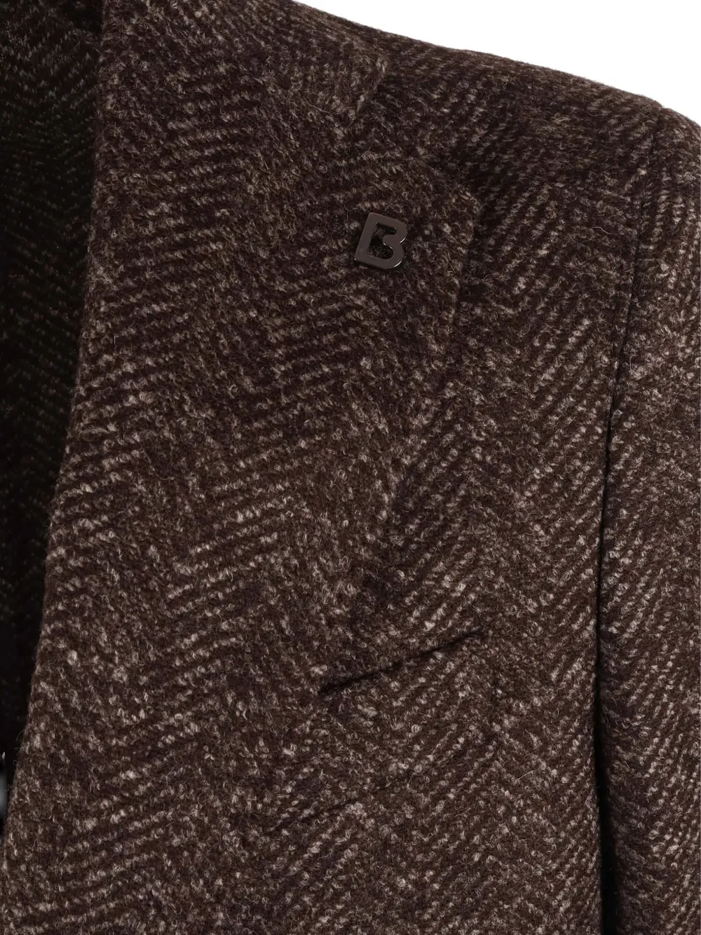 Brera Herringbone Single-breasted Blazer In Brown