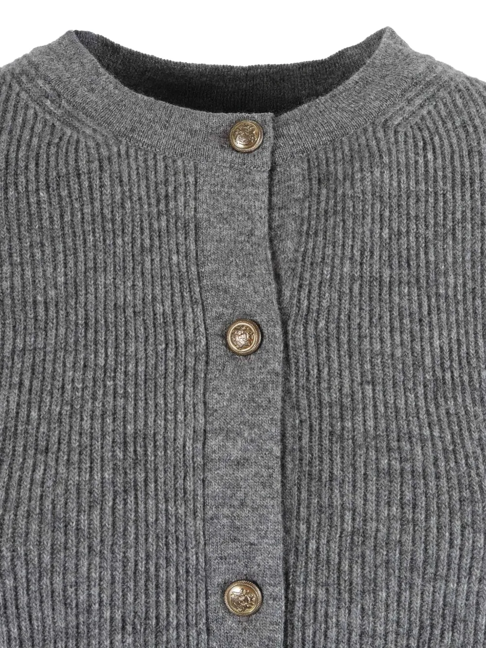 Ballantyne Round Neck Wool Cardigan In Gray
