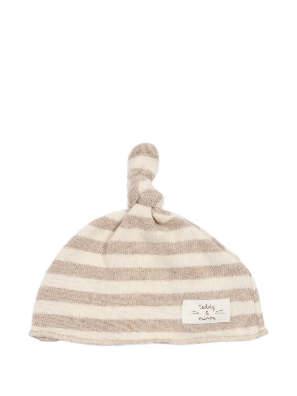 Teddy & Minou Striped Knotted Beanie In Multi