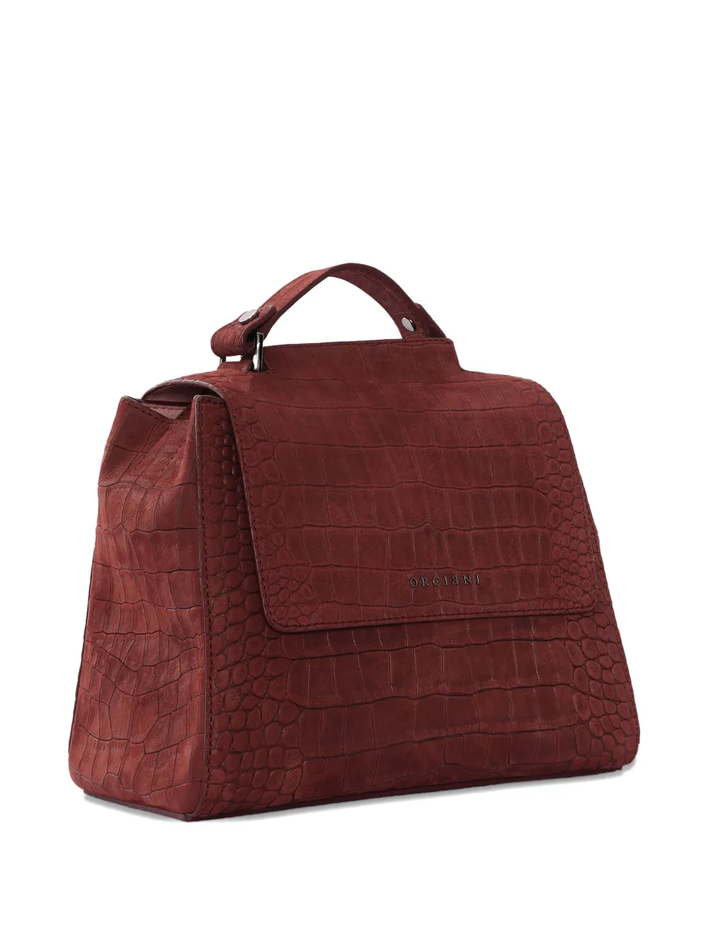 Orciani Small Sveva Soft Crocodile-effect Shoulder Bag In Burgundy