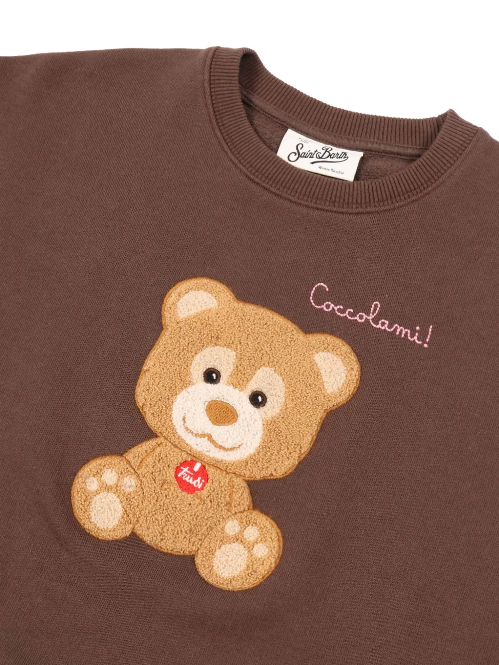 Mc2 Saint Barth Embroidered-terry Sweatshirt In Brown