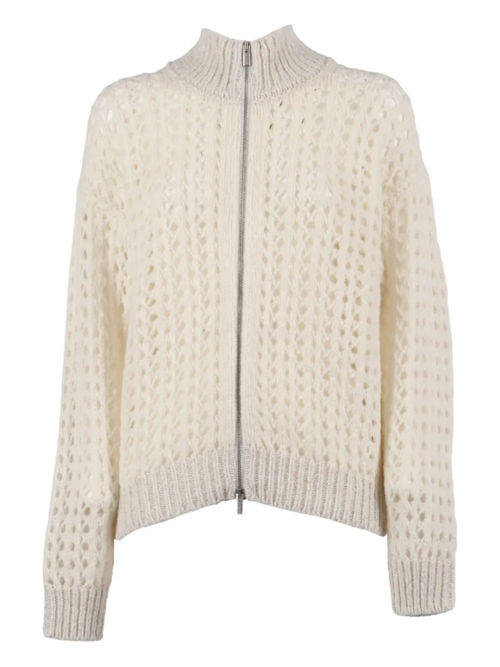 Peserico open-knit zip-up cardigan - ホワイト Peserico open-knit zip-up cardigan - ホワイト