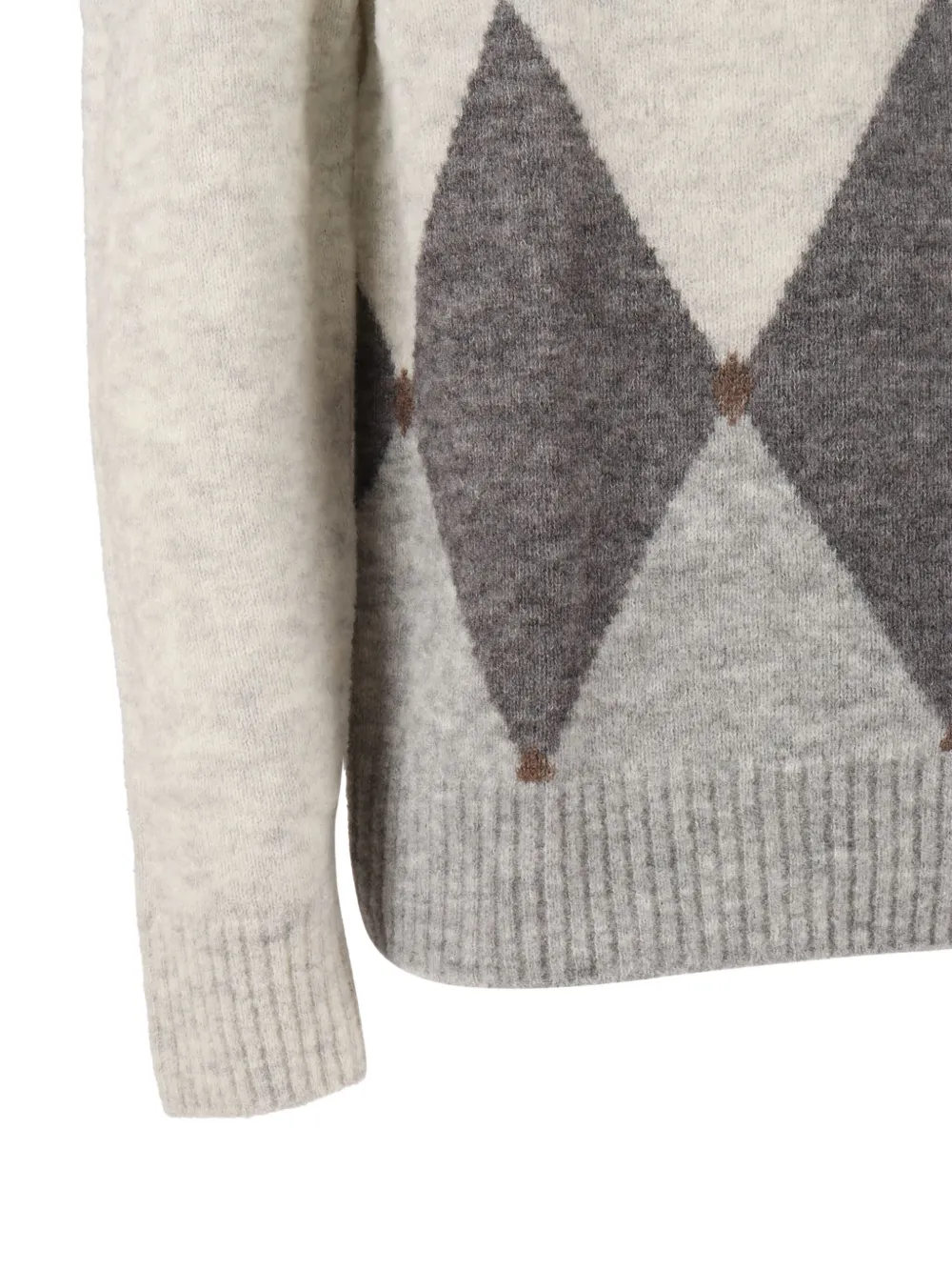 Ballantyne Classic Crew Neck Pullover In Subtle Argyle Pattern In Gray