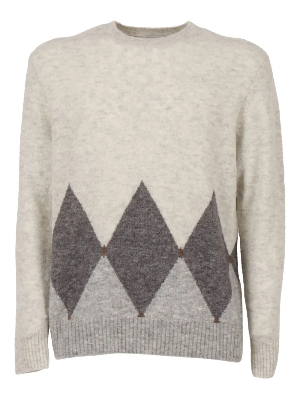 Ballantyne Classic Crew Neck Pullover In Subtle Argyle Pattern In Gray