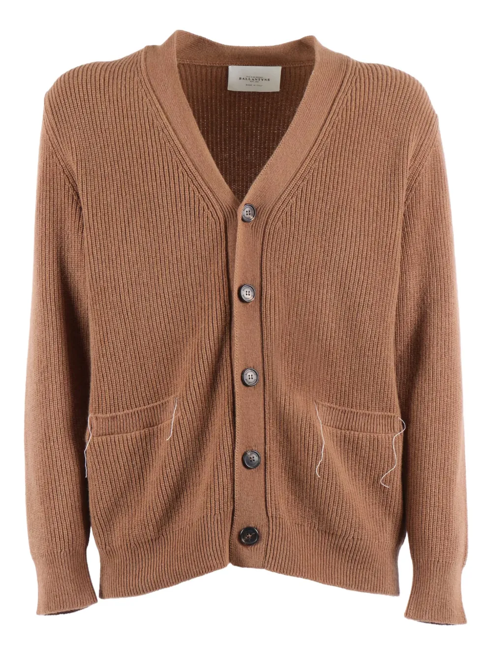 Ballantyne V-neck ribbed cardigan | Brown | Image 1