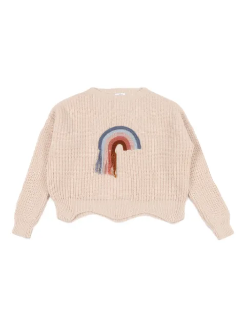 MAGIL embroidered-rainbow scalloped-hem sweater 