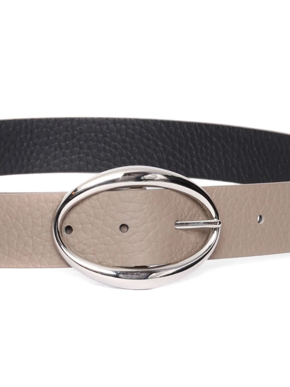 Orciani Oval-buckle Leather Belt In Neutral