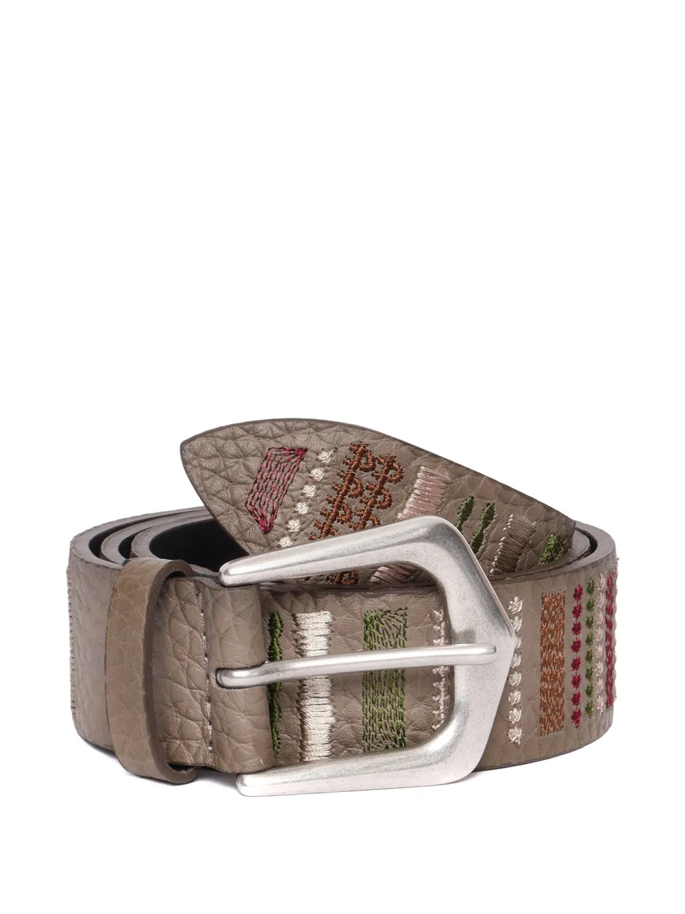 Orciani Embroidered-detail Belt In Gray