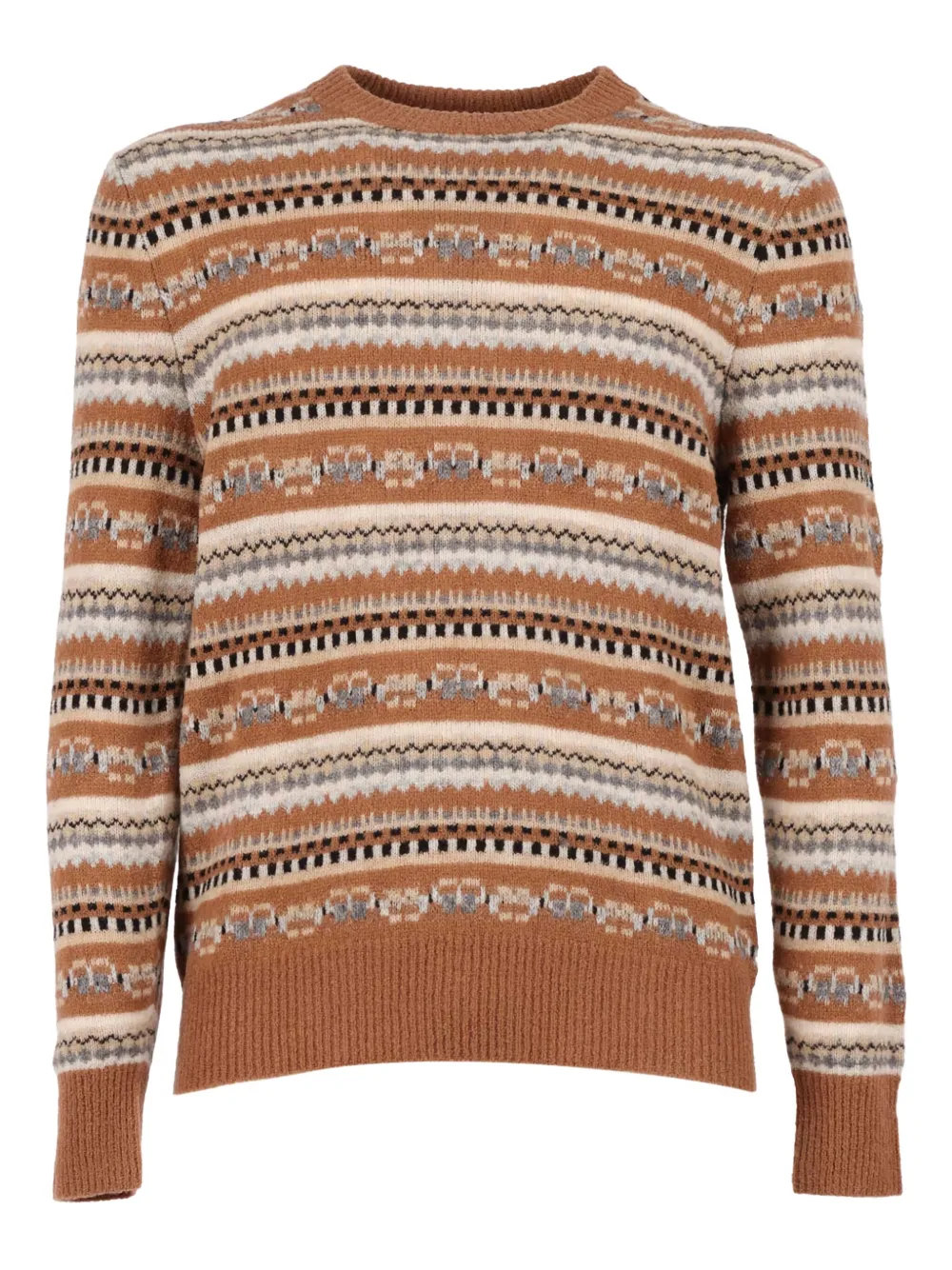 Ballantyne Fairisle Crew-neck Sweater In Brown