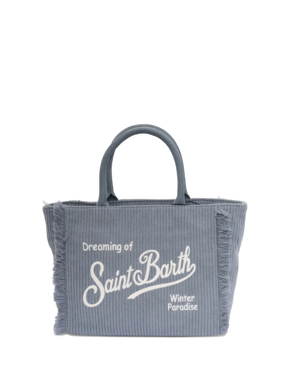 MC2 Saint Barth Kids Colette corduroy fringed tote bag Blauw