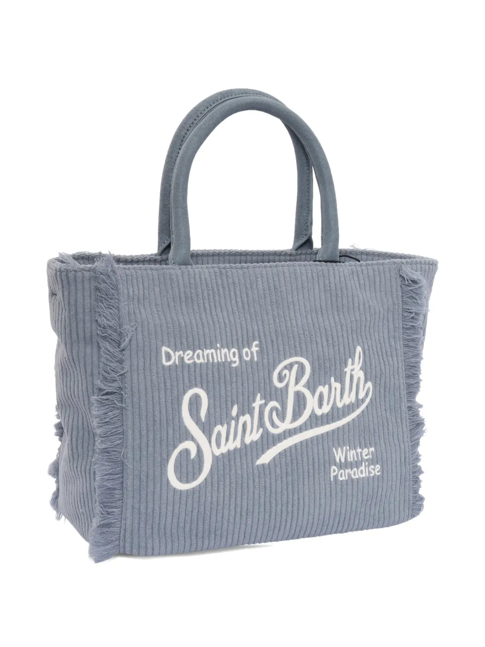 MC2 Saint Barth Kids Colette corduroy fringed tote bag Blauw