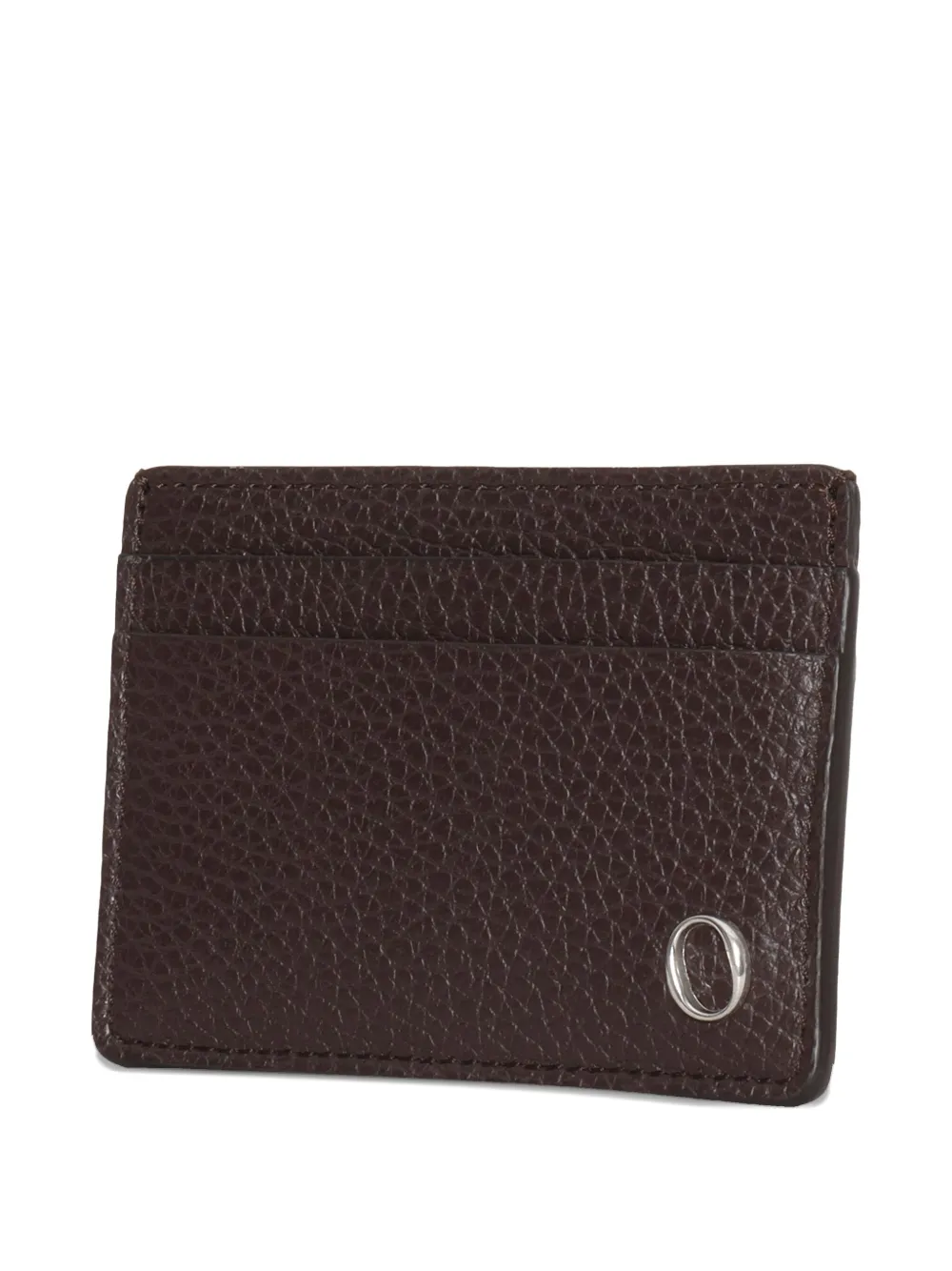 Orciani Hammered-leather Logo Cardholder In Brown