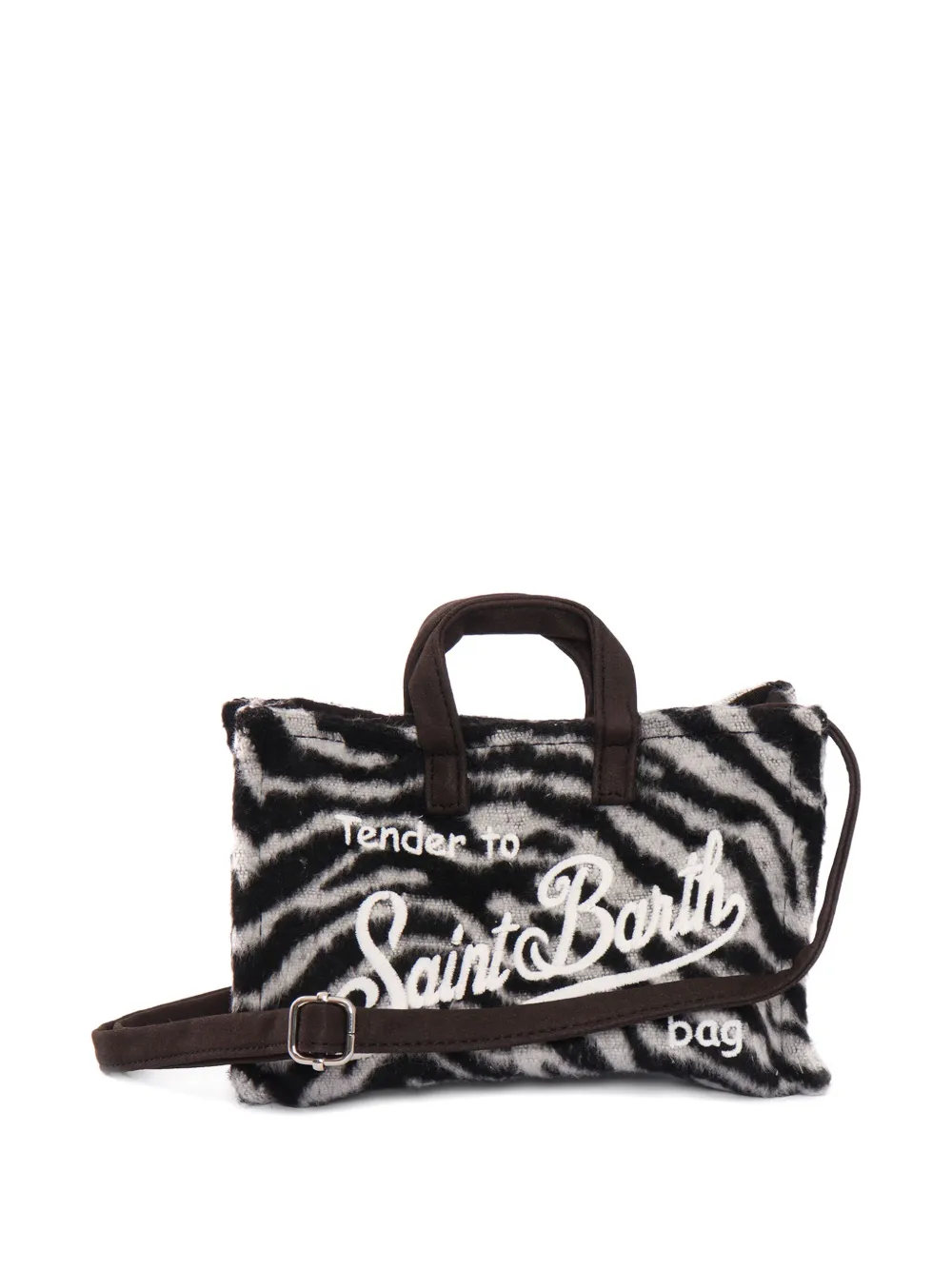 MC2 Saint Barth mini Phone zebra-felt tote bag | Black | Image 1