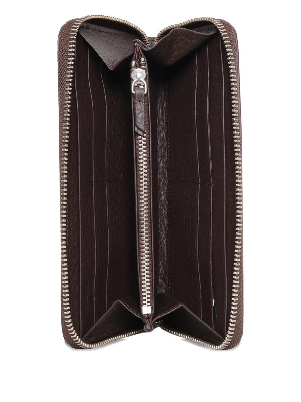 Orciani Hammered-leather Zip-around Wallet In Brown