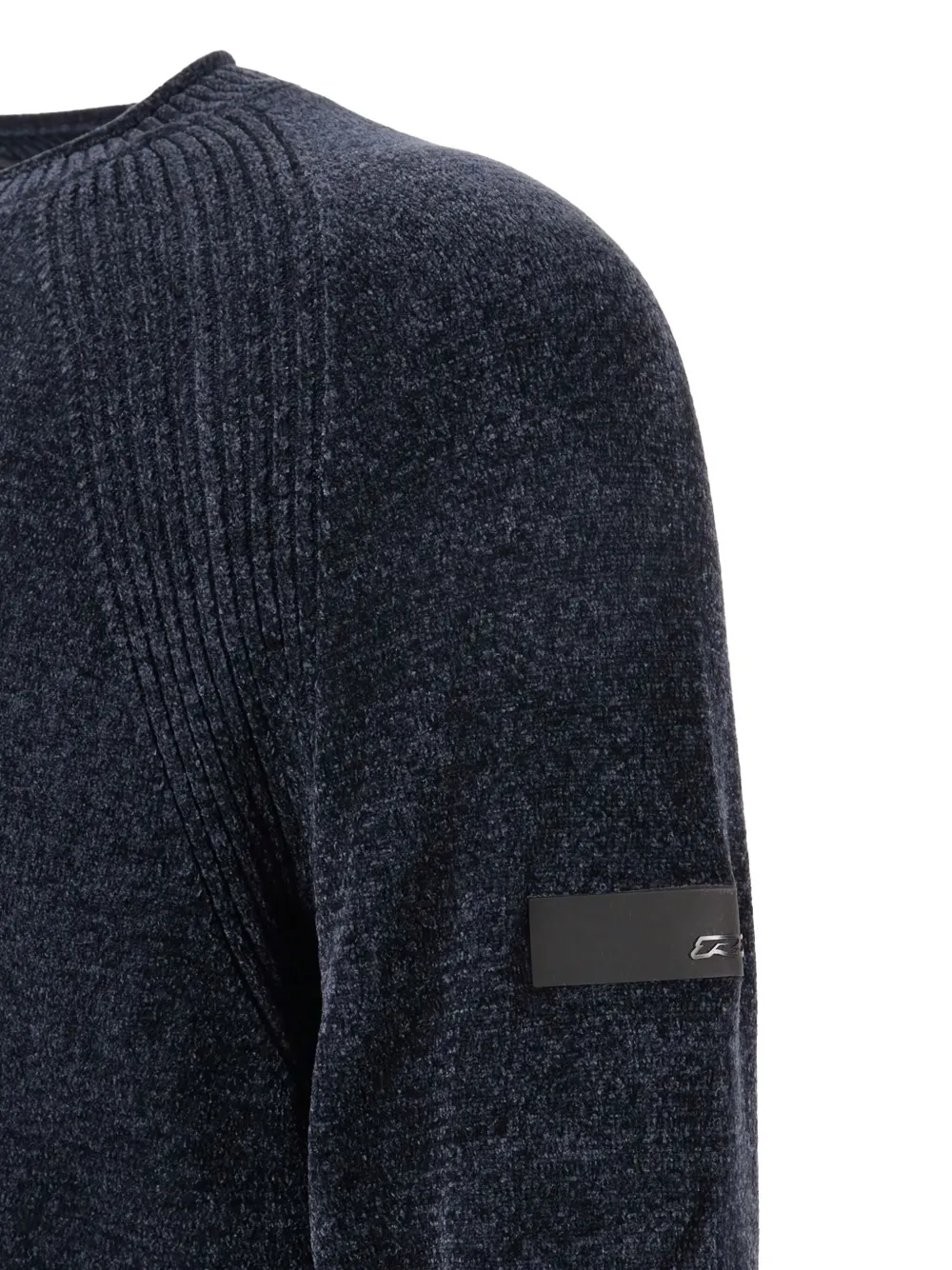 Rrd Blue Velvet Round Knit With Ribbed Detailing In Blue