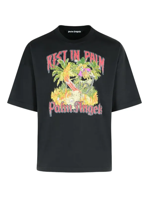 Palm Angels Rest In Palm crew-neck T-shirt | Black | FARFETCH