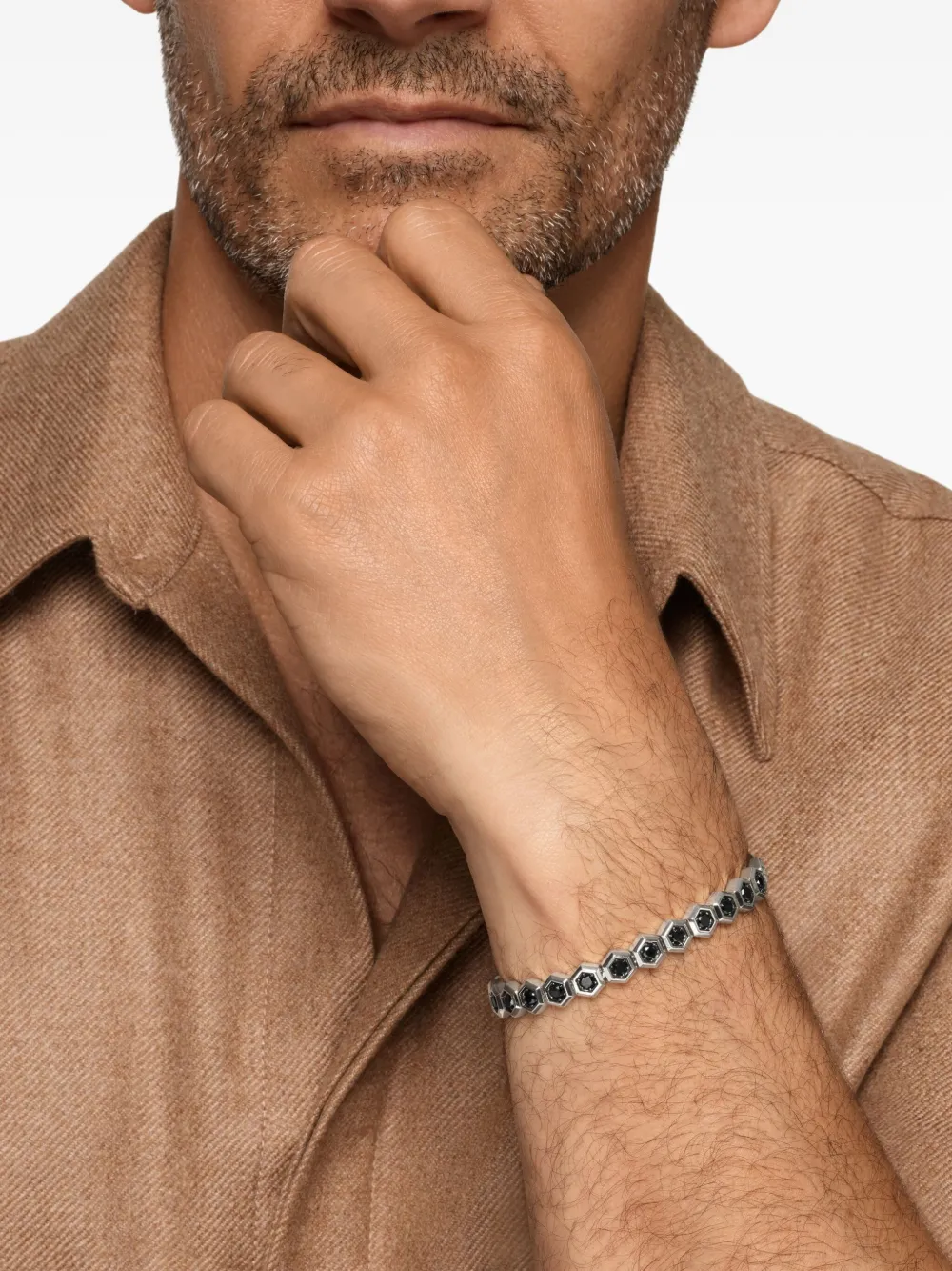 David Yurman sterling silver Hex Pavé black diamond tennis bracelet | Image 2