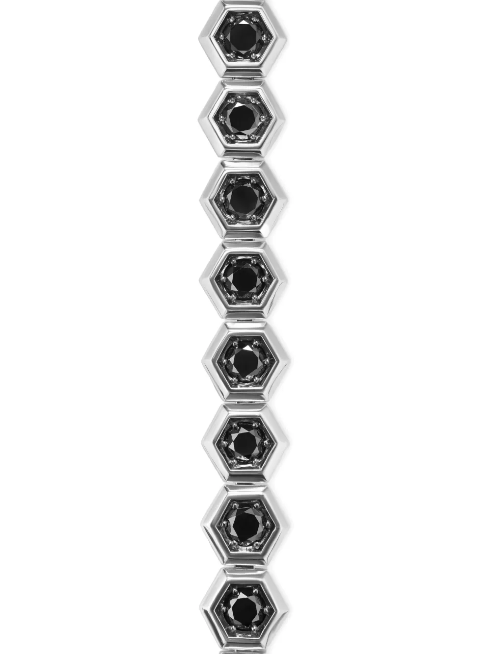 David Yurman Sterling Silver Hex Pavé Black Diamond Tennis Bracelet In Silver
