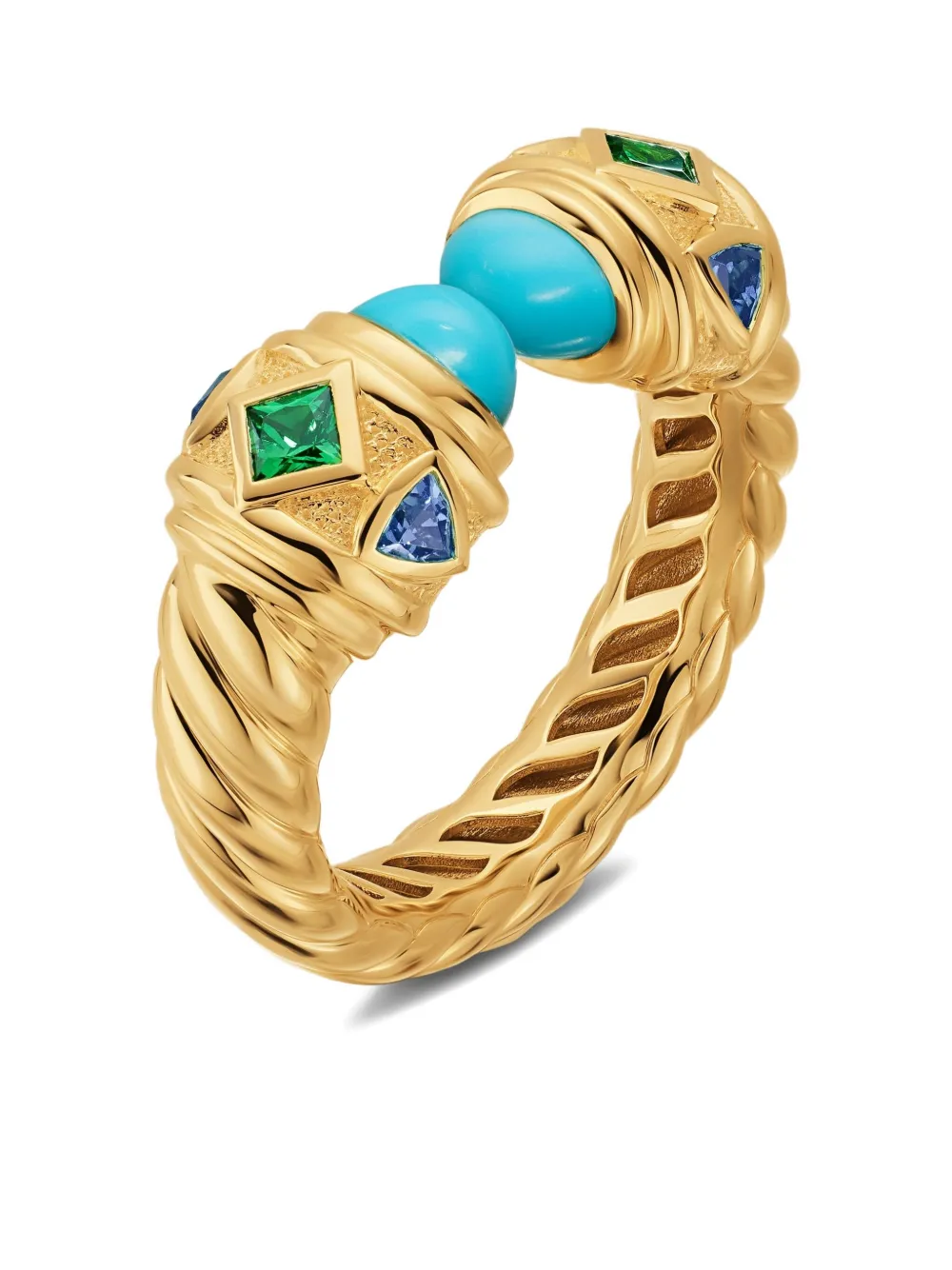 David Yurman 18k Yellow Gold Renaissance® Multi-stone Ring In Multi