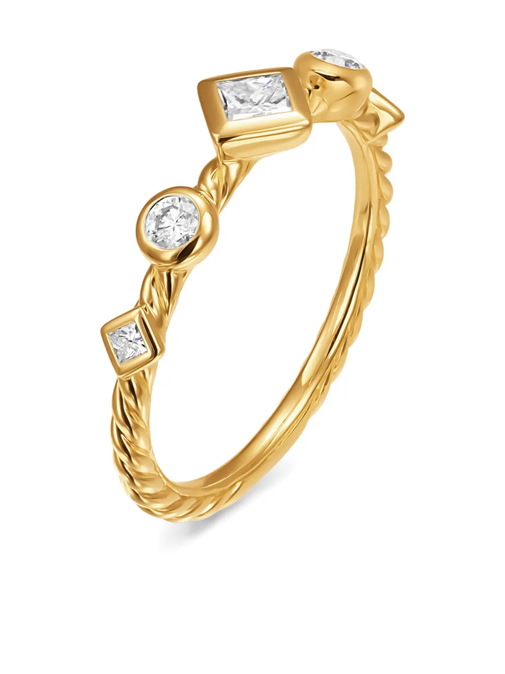 David Yurman 18k Yellow Gold Petite Modern Renaissance Diamond Ring In Gold