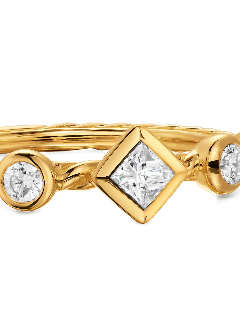 David Yurman 18k Yellow Gold Petite Modern Renaissance Diamond Ring In Gold