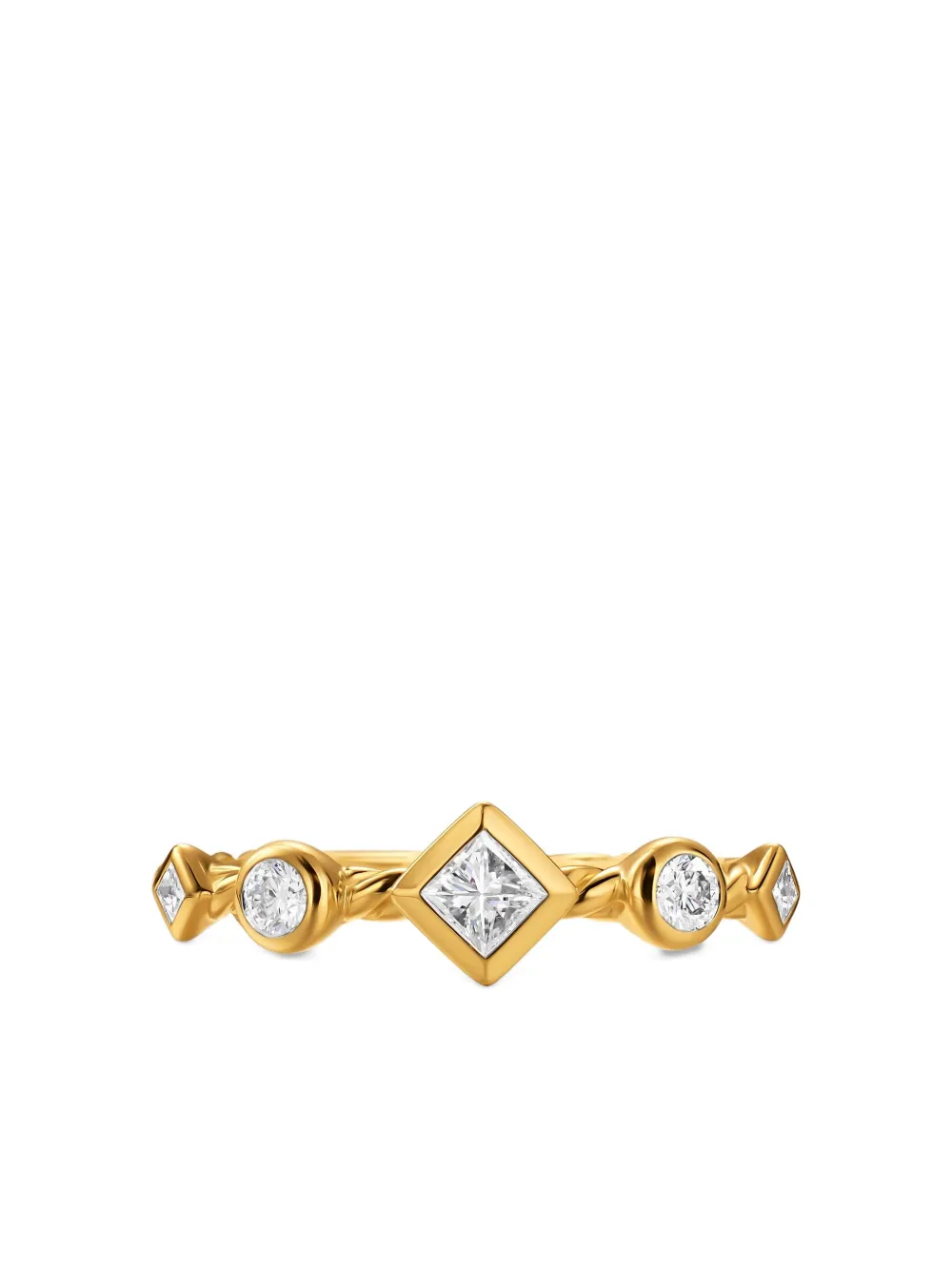 David Yurman 18k Yellow Gold Petite Modern Renaissance Diamond Ring In Gold