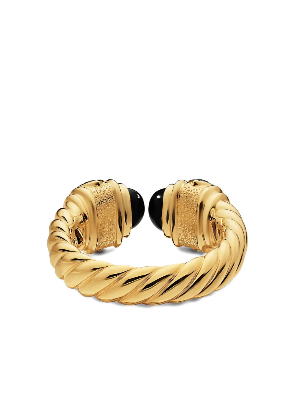 David Yurman 18k Yellow Gold Renaissance® Onyx And Tsavorite Ring In Gold