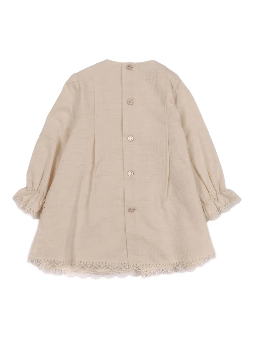 Paz Rodriguez Gesmockte jurk met kanten afwerking - Beige