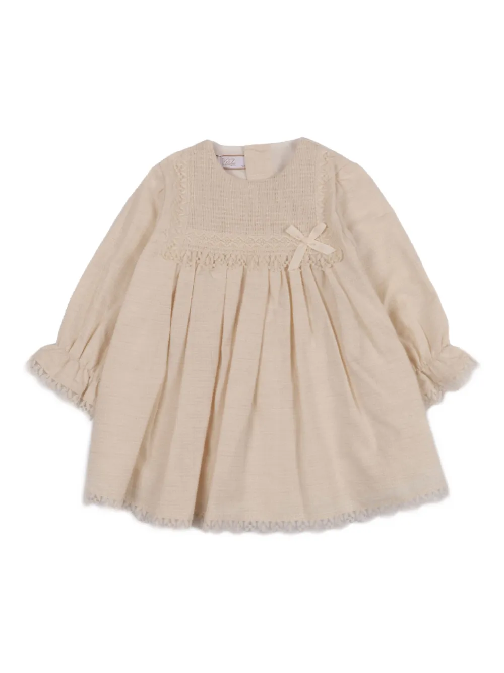 Paz Rodriguez lace-trimmed smocked dress - Toni neutri
