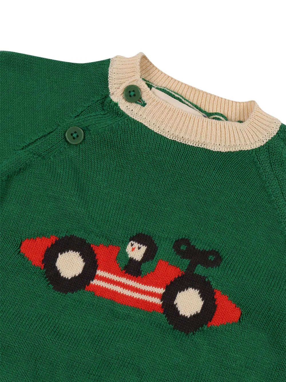 Bobo Choses Trui met geborduurde auto Groen