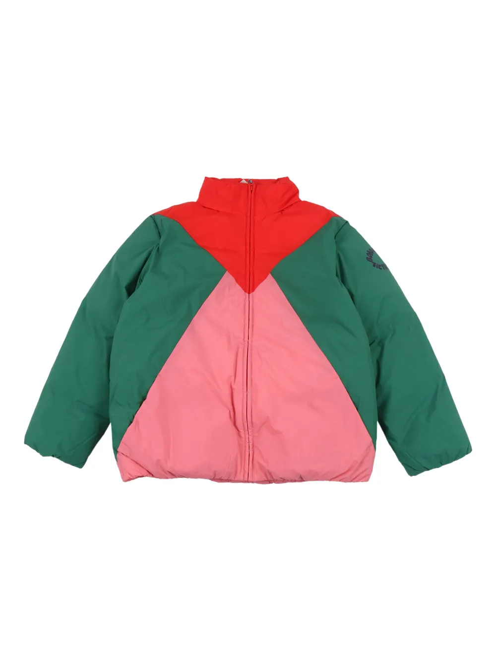 Bobo Choses Tic Tac Toe colour-block puffer jacket | Green | Image 1