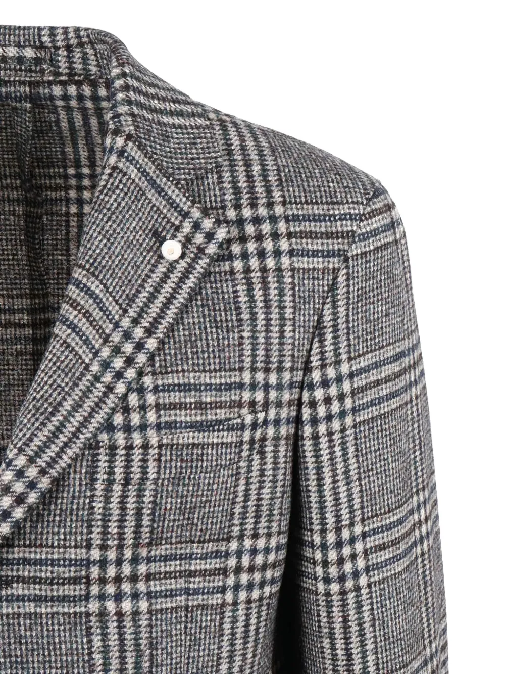 Luigi Bianchi Mantova Checked Blazer In Gray