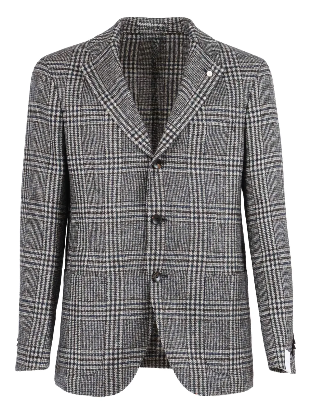 Luigi Bianchi Mantova Checked Blazer In Gray