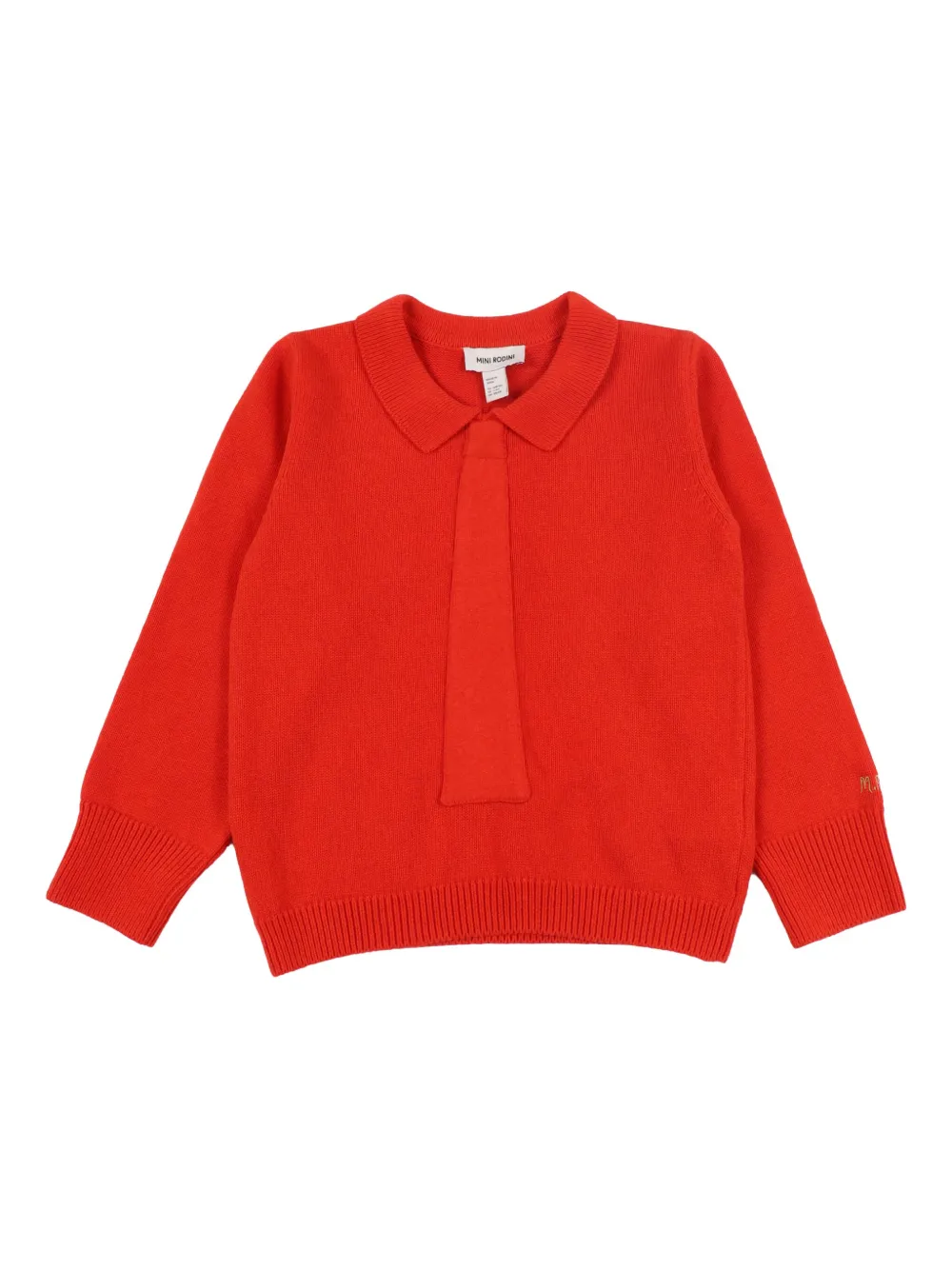 Mini Rodini tie-neck sweater | Red | Image 1