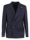 BRANDO frayed double-breasted blazer - Blue