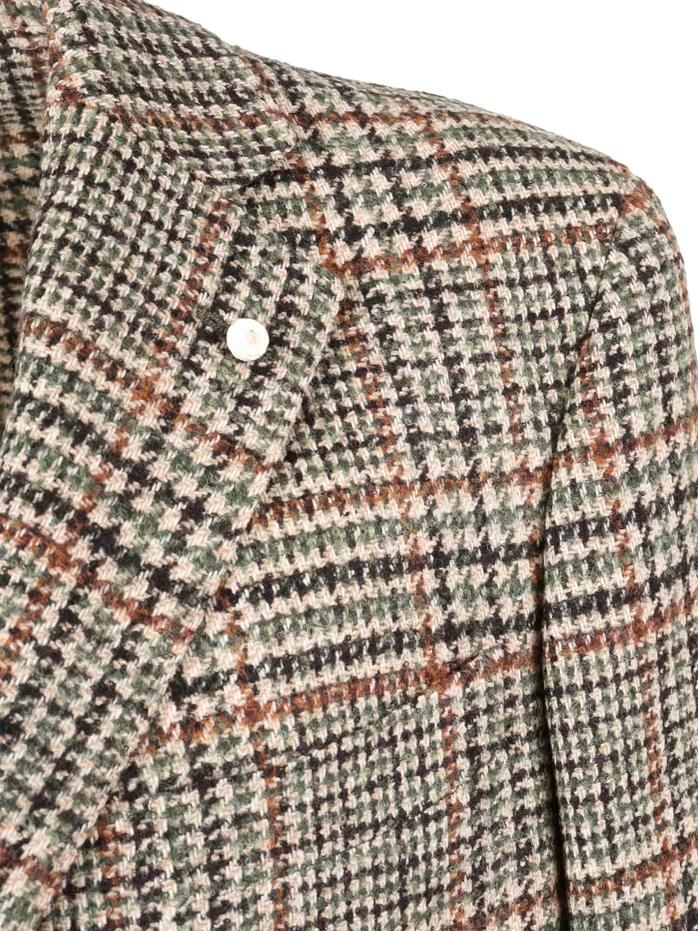 LUIGI BIANCHI MANTOVA Geruite blazer met knopen Beige